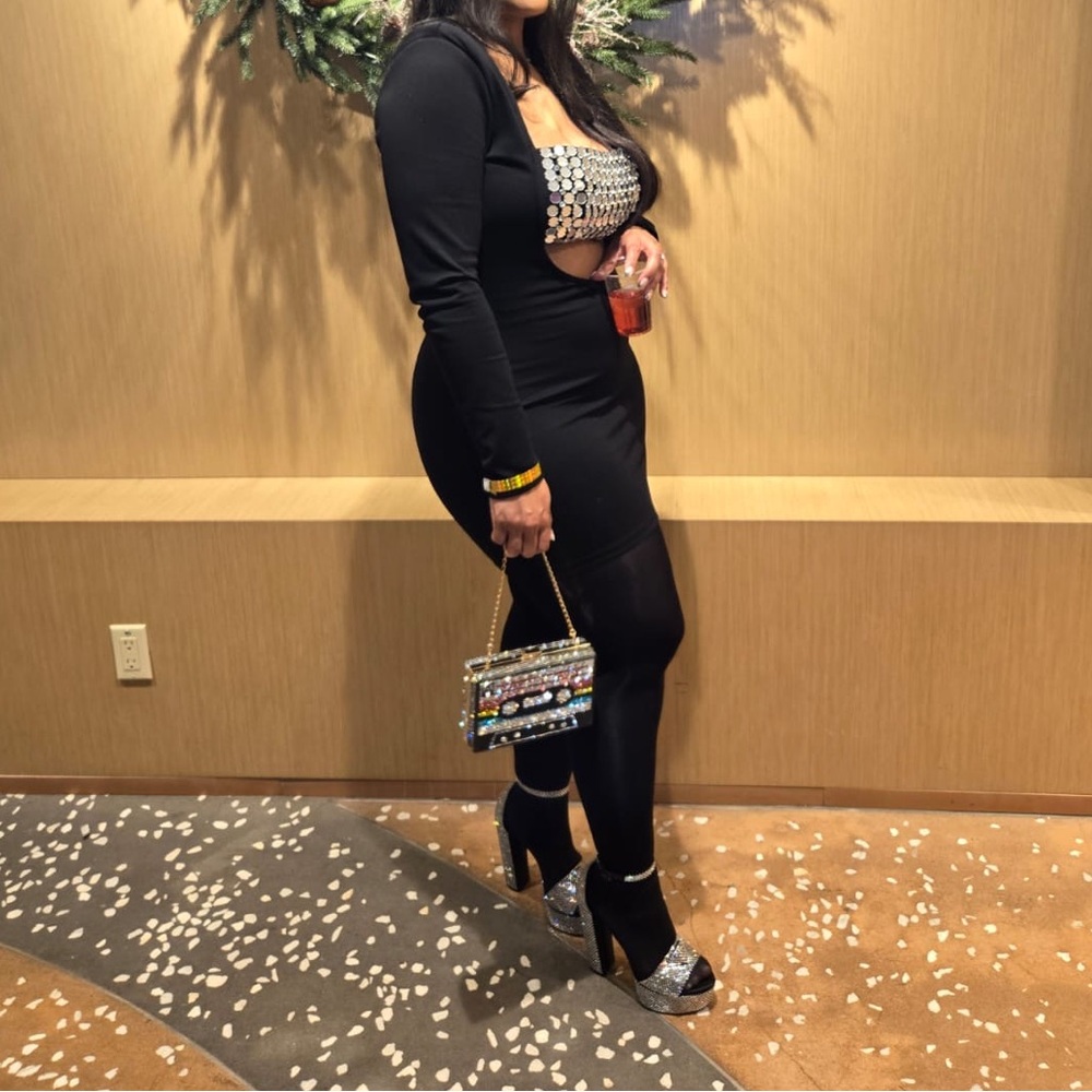 Fashion Nova Black Mini Dress with Silver Accents